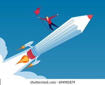 Ride the creative pencil rocket to the sky