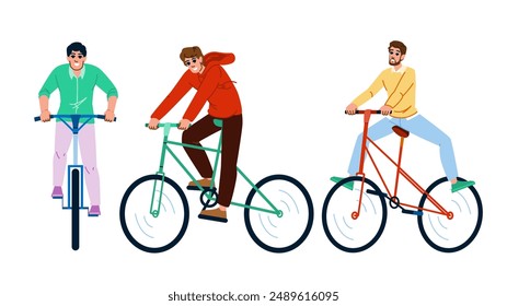 ride cycling man  vector.  cyclist person, cycle sport, biker male ride cycling man character. people flat cartoon illustration