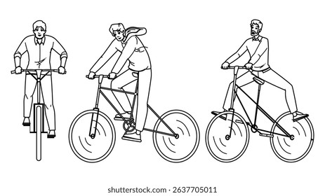 ride cycling man vector. cyclist person, cycle sport, biker male ride cycling man character. people black line pencil drawing illustration