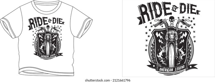 ride die t-shirt design background color is a white and t-shirt color is a white beautiful color and beautiful design