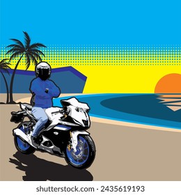 Ride At The Edge Of The Beach While Sunrise