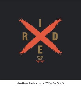 Ride Every Day, Skateboarding, Brooklyn,NYC , typography graphic design, for t-shirt prints, vector illustration