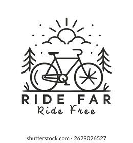 Ride far ride free. Bicycle t shirt design