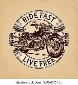 ride fast live free t shirt design, pod design template