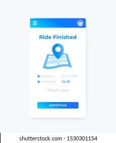 Ride finished, vector mobile ui