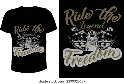 Ride The Freedom Vintage motorcycle   
T-shirt design 
