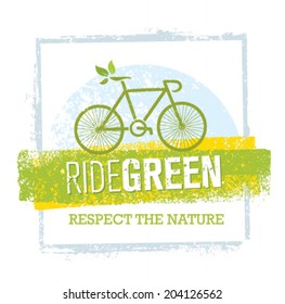 Ride Green Eco Bike Nature Friendly Vector Concept