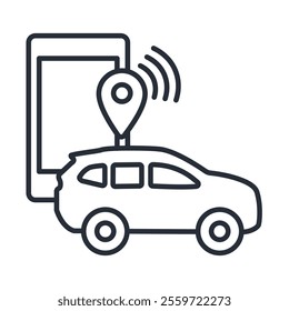 ride hailing icon. vector.Editable stroke.linear style sign for use web design,logo.Symbol illustration.