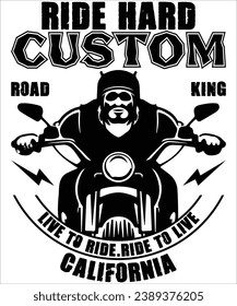 Ride hard custom california motorcycle print template t shirt design 