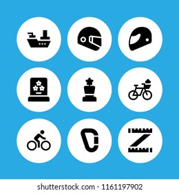 ride icon. 9 ride set with sports and competition, bike, cruiser and helmet vector icons for web and mobile app
