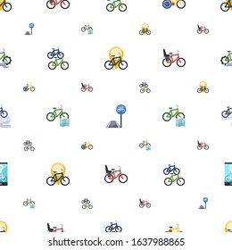 ride icons pattern seamless. Included editable flat Bike rental, bicycle lane, bike sharing, bike station, rental map, Child seat icons. ride icons for web and mobile.