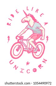 ride like a unicorn - unicorn head guy riding bicycle