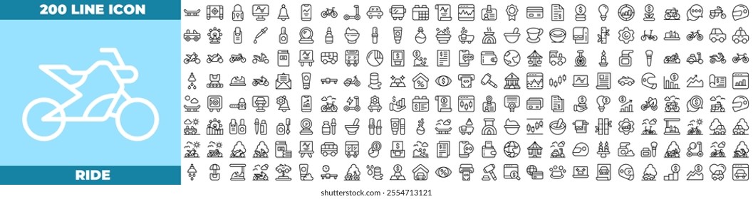 Ride Line Editable Icons set.