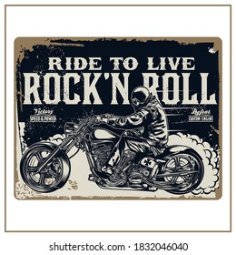 ride to live rock and roll graphic