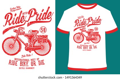  Ride With Pride vector design illustration, it can use for label, logo, sign, sticker or printing for the t-shirt.