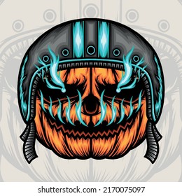 Ride Pumpkin Illustration. Premium vector