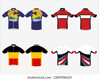 Ride in Style: Premium Cycling Jersey Design Collection - Set of 4 Exclusive Designs for Peak Performance and Fashion on the Road