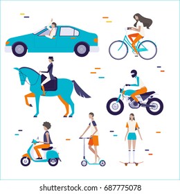 Ride things and people character vector illustration flat design