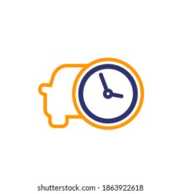 tiempo de trayecto, icono de coche y reloj