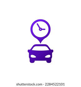 icono de tiempo de trayecto con un coche, vector