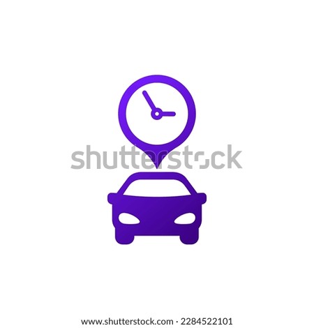 ride time icon with a car, vector