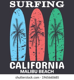 Ride the waves surfing aloha hawaii vintage retro t shirt design