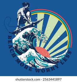 Ride The Waves typography, tee shirt graphics, vectors