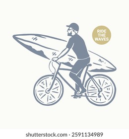Ride the Waves Vector Illustration for Apparel T-shirt Design