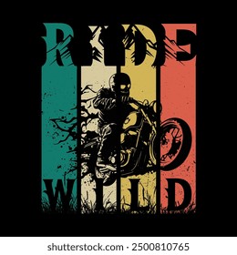 Diseño de camiseta Ride world. Diseño de camiseta de bicicleta de paseo. Diseño de camiseta de motoristas. Camisa de bicicleta. Camiseta de engranaje fijo
