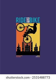 MONTE SUA BICICLETA, design gráfico tipográfico para imprimir t shirt, ilustração vetorial.