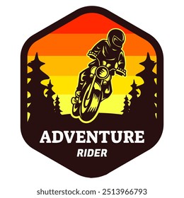 rider adventure silhouette badge logo