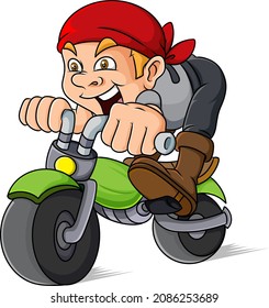 The rider boy driving the motor brutally of illustration