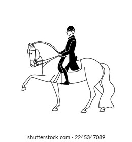 Rider and horse show spanish walk, classic dressage