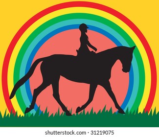 rider and horse - vector