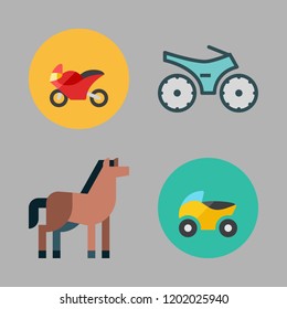 rider icon set. vector set about motorbike, motorcycle and horse icons set.