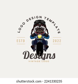 rider logo template illustration, with bulldog character.