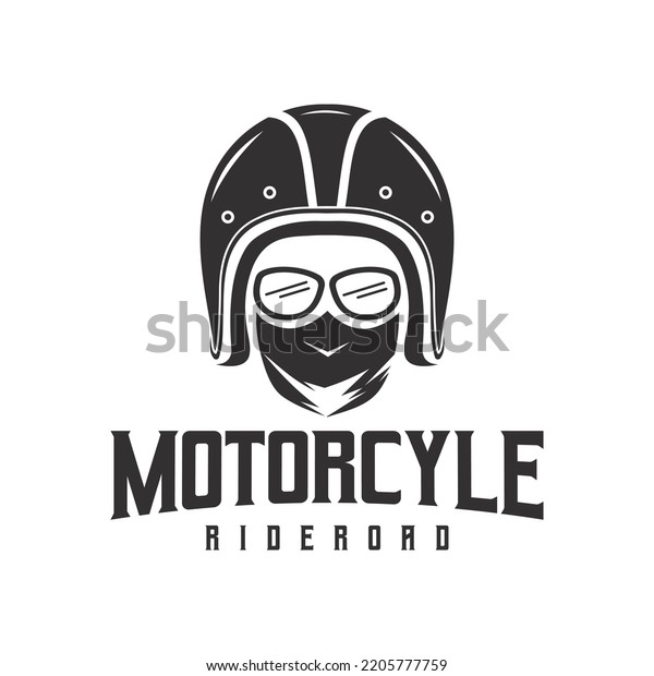 Rider logo vector\
design with closed face. Motorcycle, helmet, automotive logo\
concept. Vector logo\
template