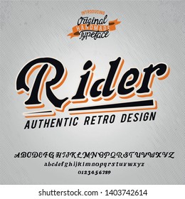 Rider. Motorcycle club. Original font and logo. Brutal style. Print on shirt or sticker.