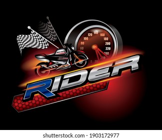 Rider, Motorcycle emblem, logo design vector.