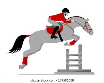 Rider on a horse jumping