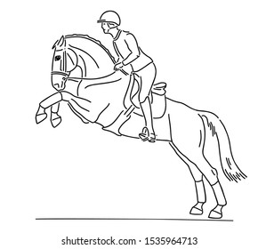 Rider on a horse ready for a jump