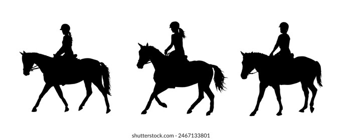 rider on a horse, rider and horse silhouette isolated	