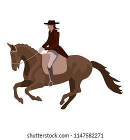 Rider on horseback. Silhouette of jockey