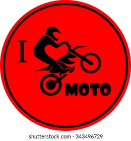 Rider on motorcycle I like moto sign Vector illustration.