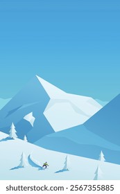 rider on mountain hill at sunny day
