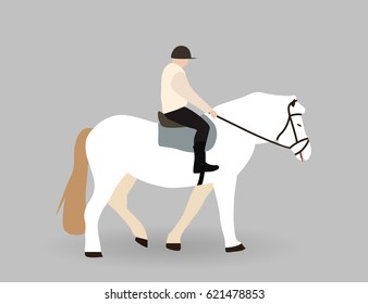 Rider on White horse. Vector Illustration. EPS10