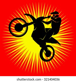 Rider participates motocross championship.  Sport symbol Vector illustration.