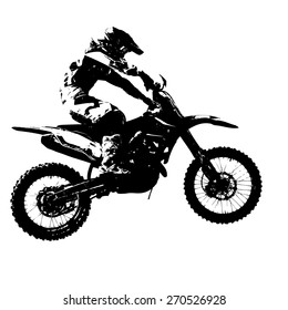 Rider participa campeonato de motocross. Ilustração vetorial.