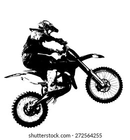 Rider participates motocross championship.  Vector illustration.