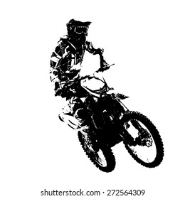 Rider participates motocross championship.  Vector illustration.